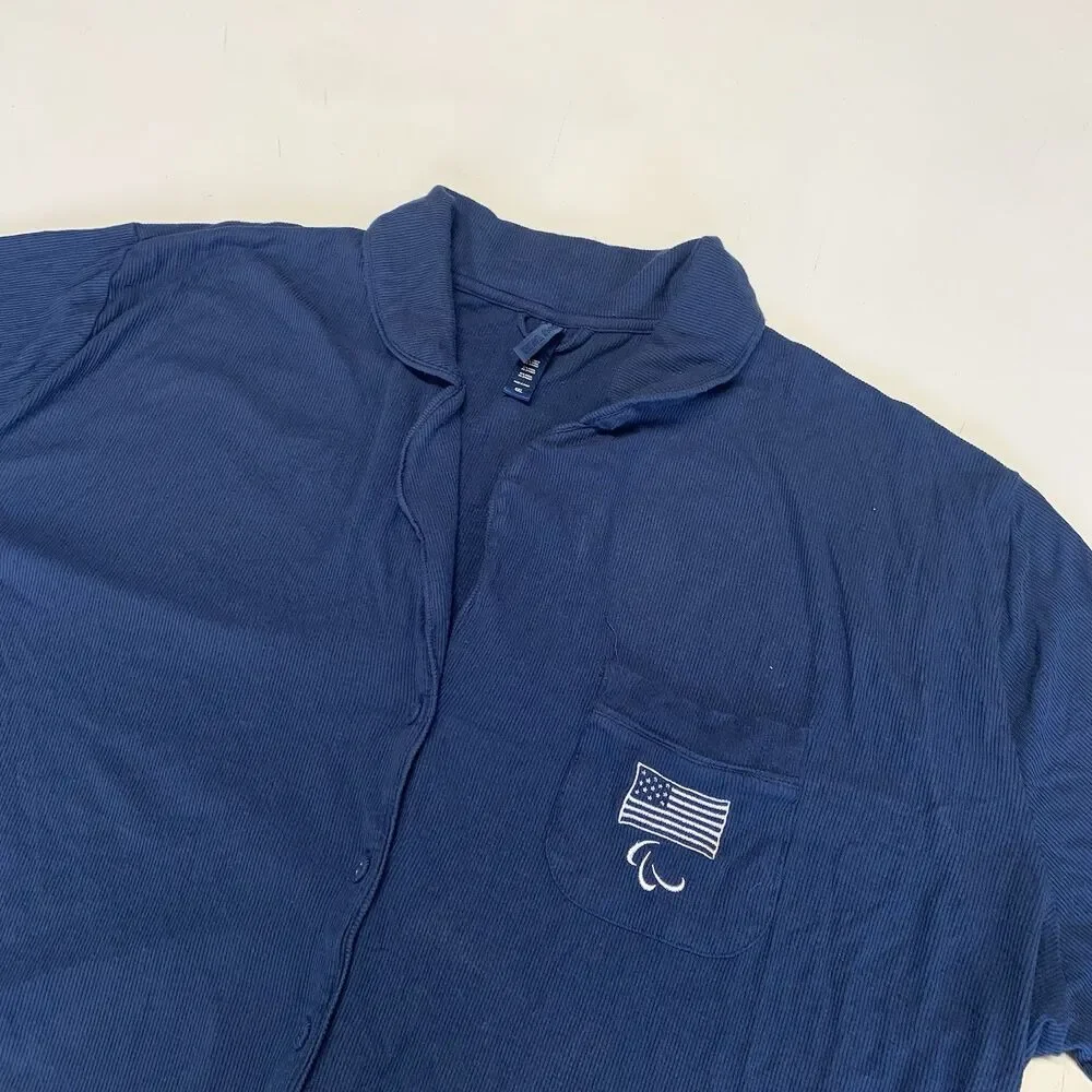 SKIMS Team USA Paralympic Oversized Sleep Top Lounge Blue Size 4XL Soft